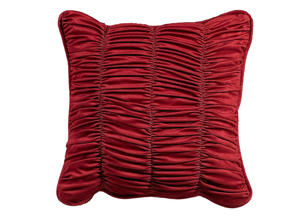 Lorenza Crimson Shirred Velvet Pillow,Hi End Accents
