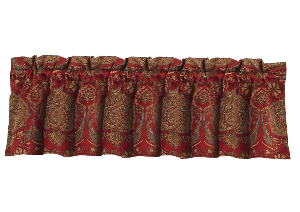 Lorenza Crimson & Gold Medallion Valance,Hi End Accents