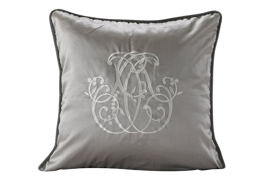 Kerrington Grey Reversible Embroidered Euro Sham,Hi End Accents