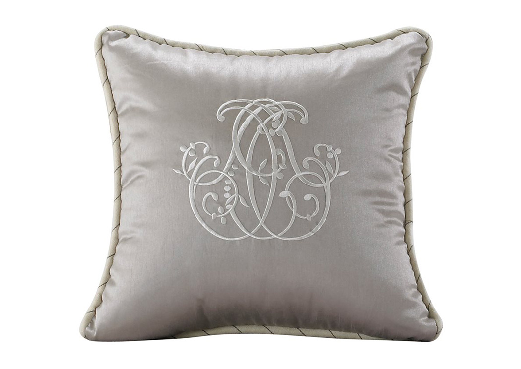 Kerrington Grey Embroidered Silk Toss Pillow,Hi End Accents