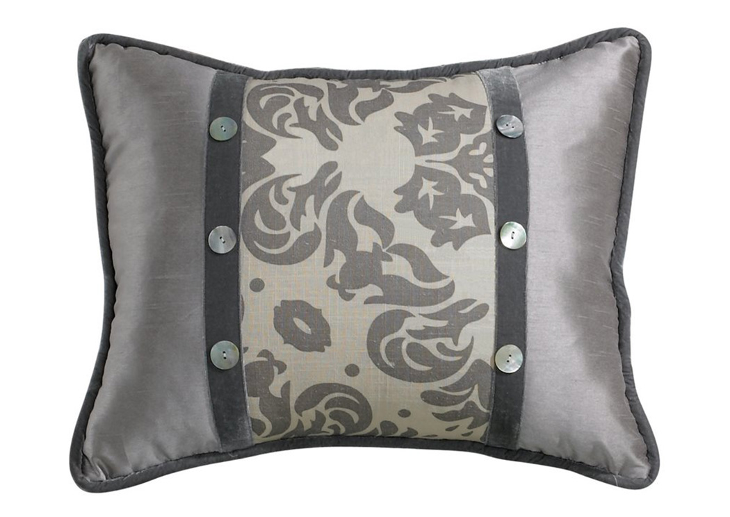 Kerrington Slate Grey Rectangle Damask Toss Pillow,Hi End Accents