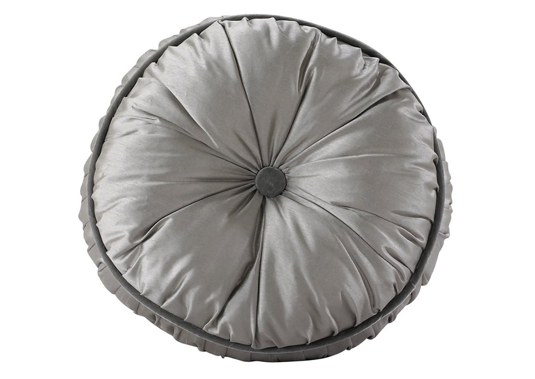 Kerrington Slate Grey Round Buttoned Toss Pillow,Hi End Accents