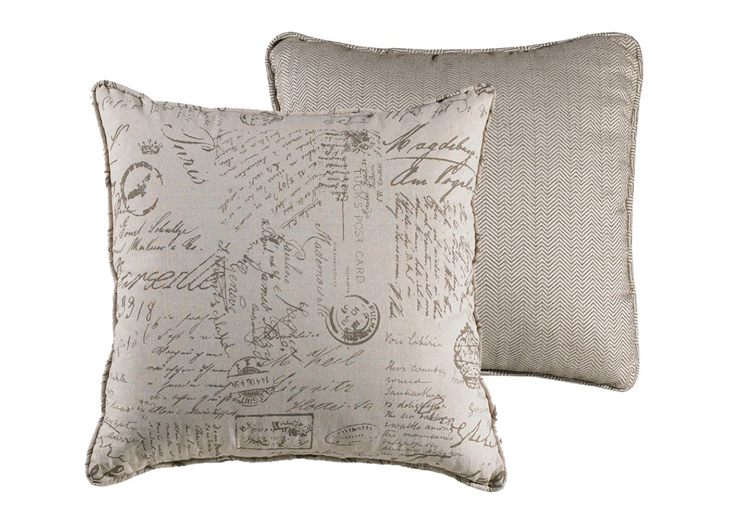 Fairfield Reversible Printed Script Linen Euro Sham,Hi End Accents