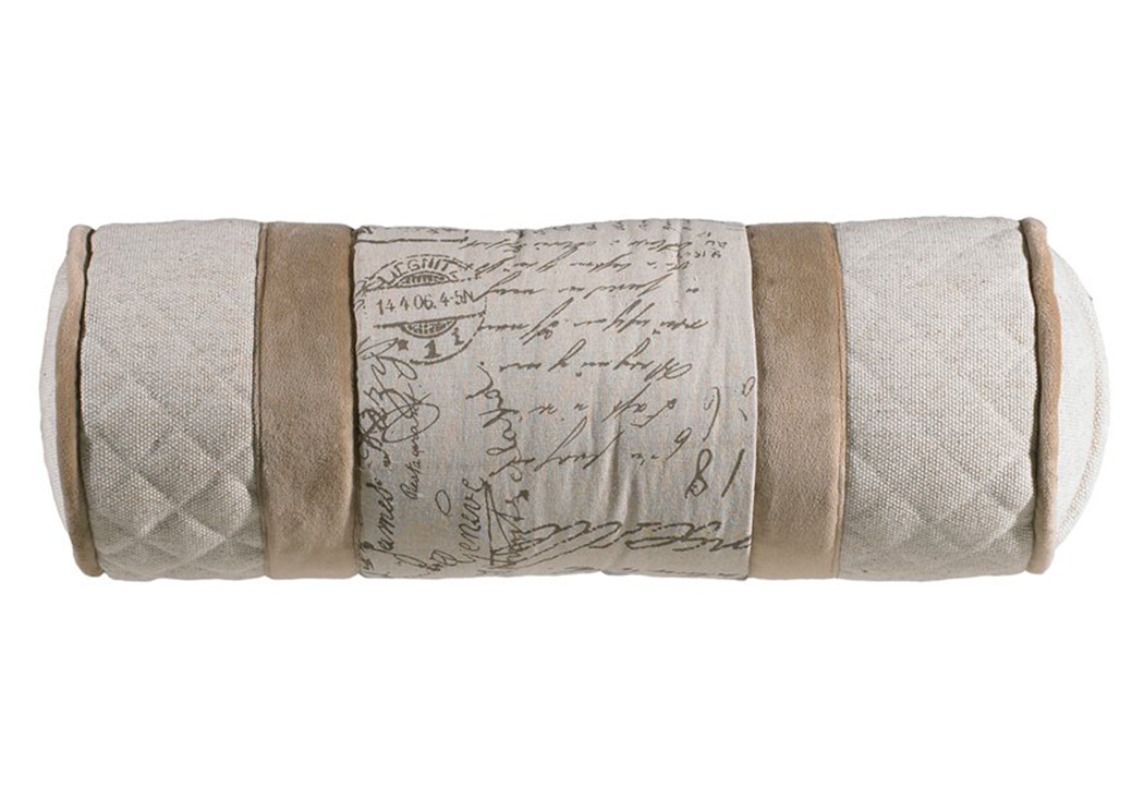 Fairfield Herringbone & Velvet Linen Neckroll  Pillow,Hi End Accents