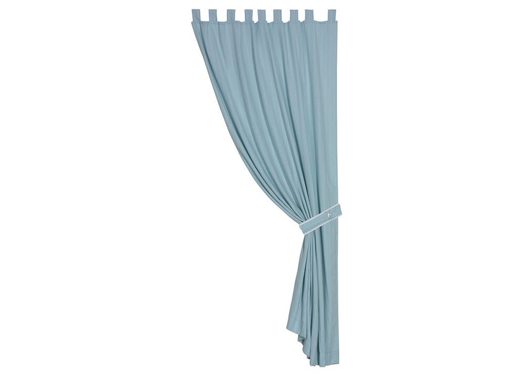 Catalina Aqua Stripe Tab Top Curtain,Hi End Accents