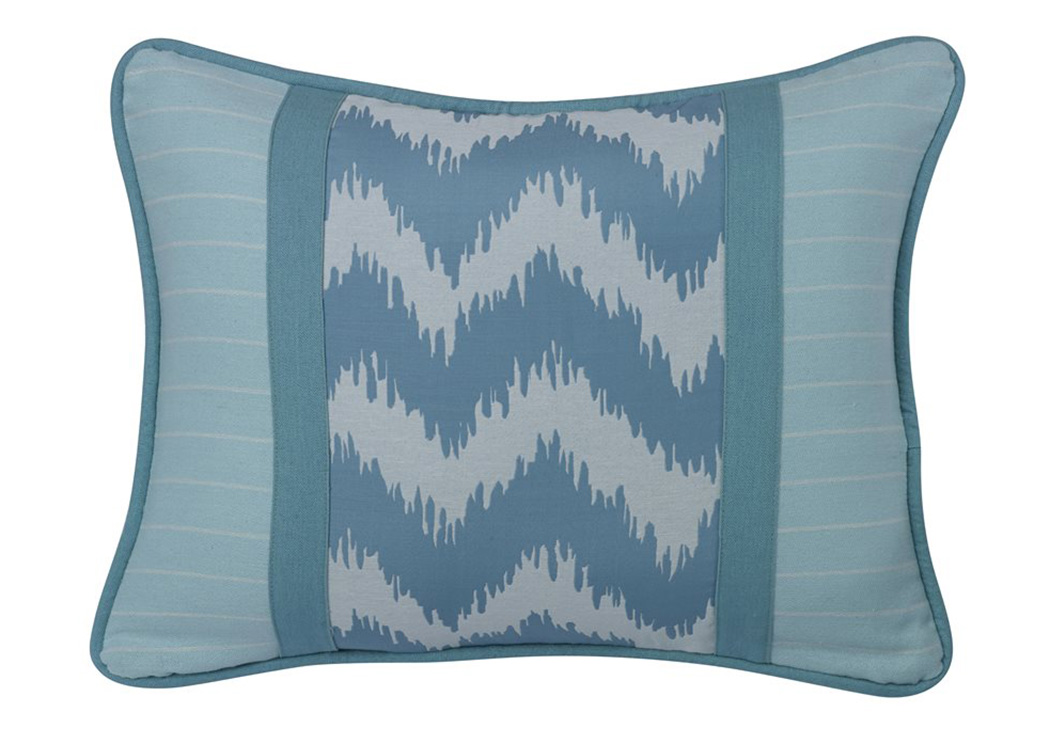 Catalina Aqua Chevron & Stripes Oblong Pillow,Hi End Accents