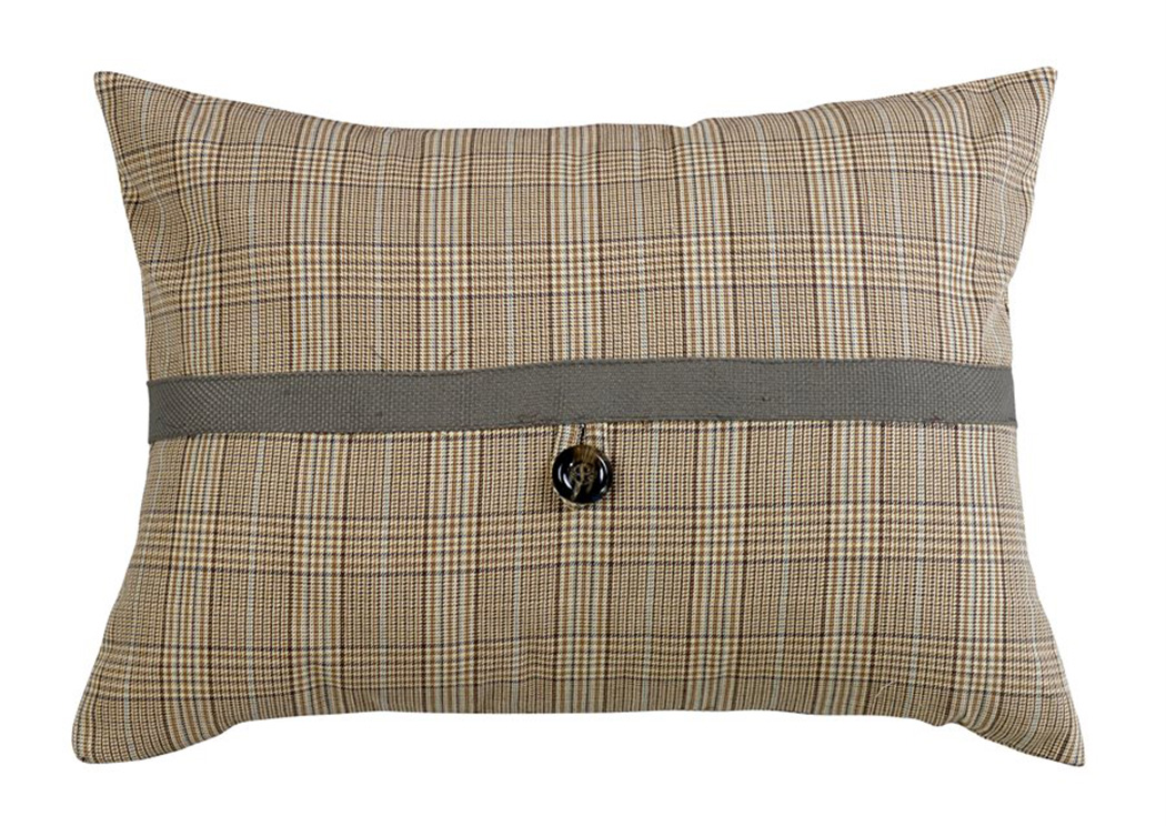 Piedmont Sage& Tan Plaid Oblong Pillow,Hi End Accents