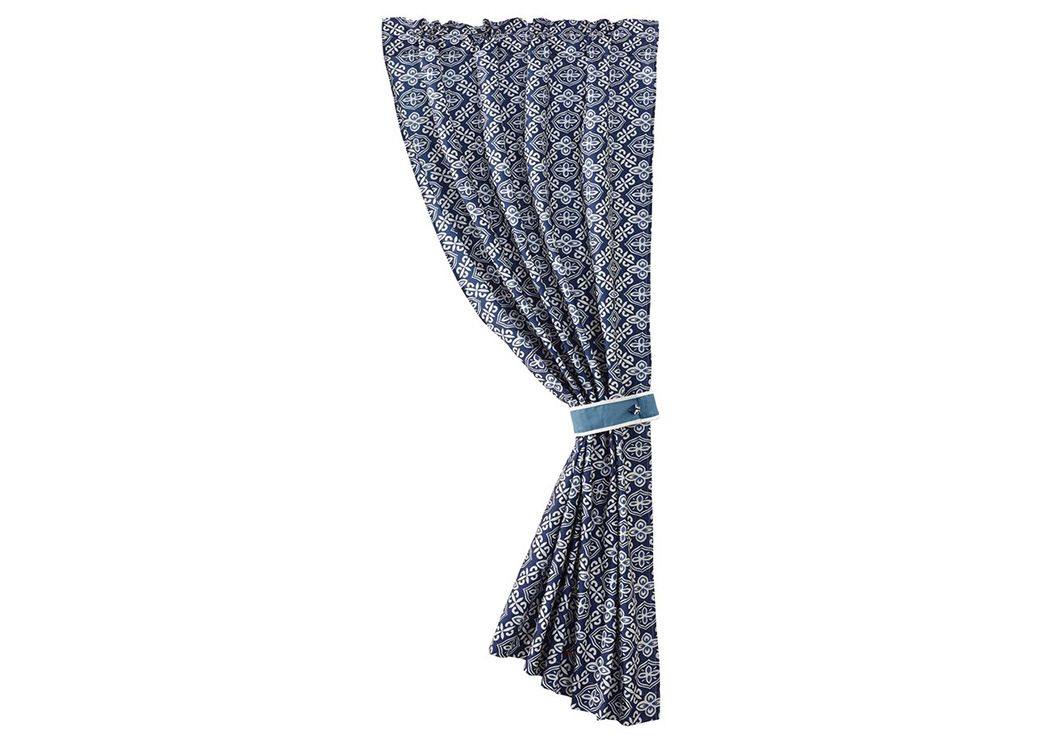 Monterrey Indigo Blue & White Alhambra Print Curtain,Hi End Accents