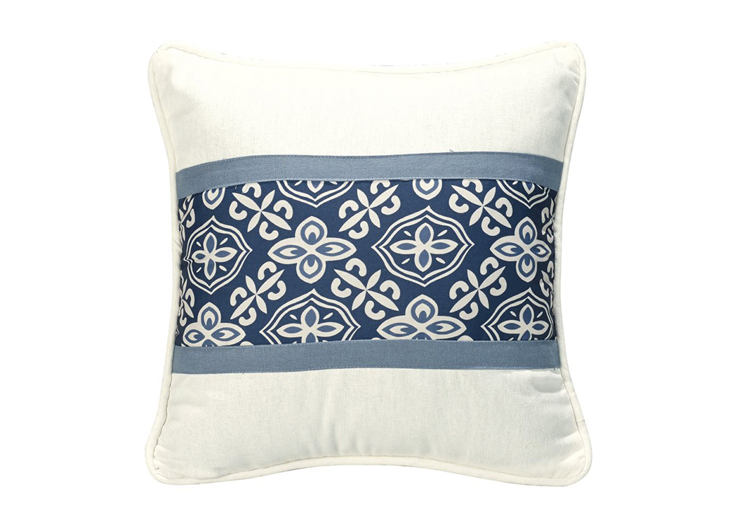 Monterrey Indigo Blue & White Alhambra Print Pillow,Hi End Accents