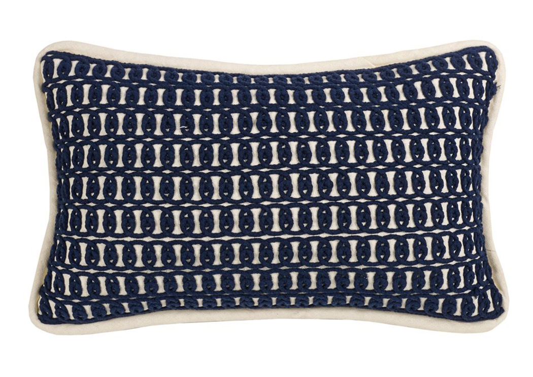 Monterrey Dark Blue Rope Embroidery Pillow,Hi End Accents