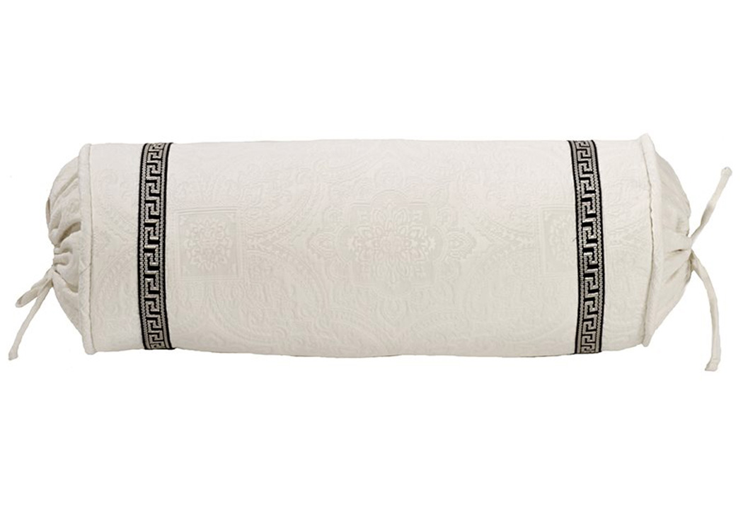 Augusta Matelassé Neckroll w/Greek Key Trim,Hi End Accents