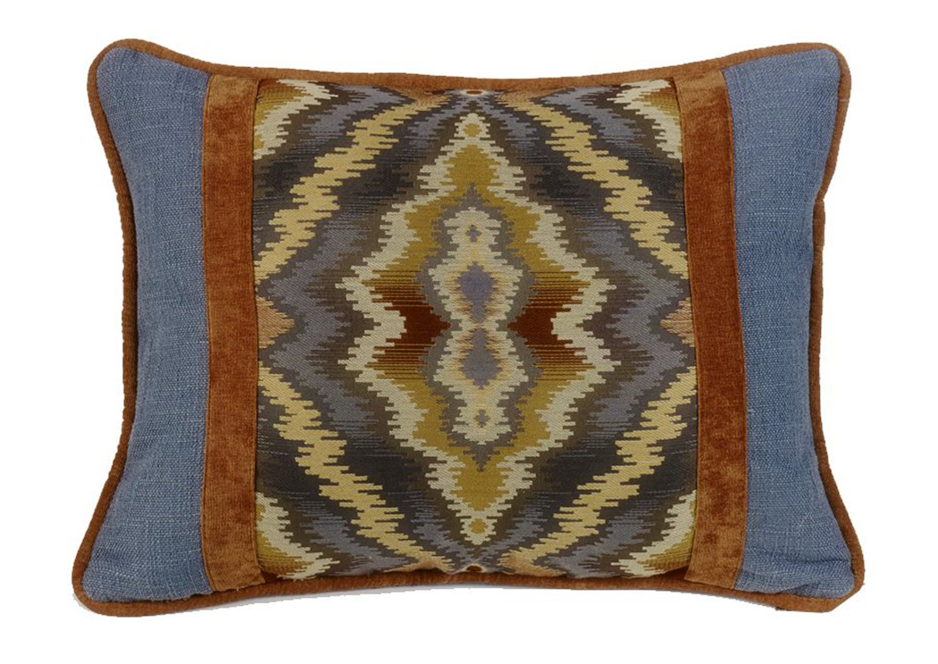 Lexington Blue & Tan Rustic Pattern Oblong Pillow,Hi End Accents