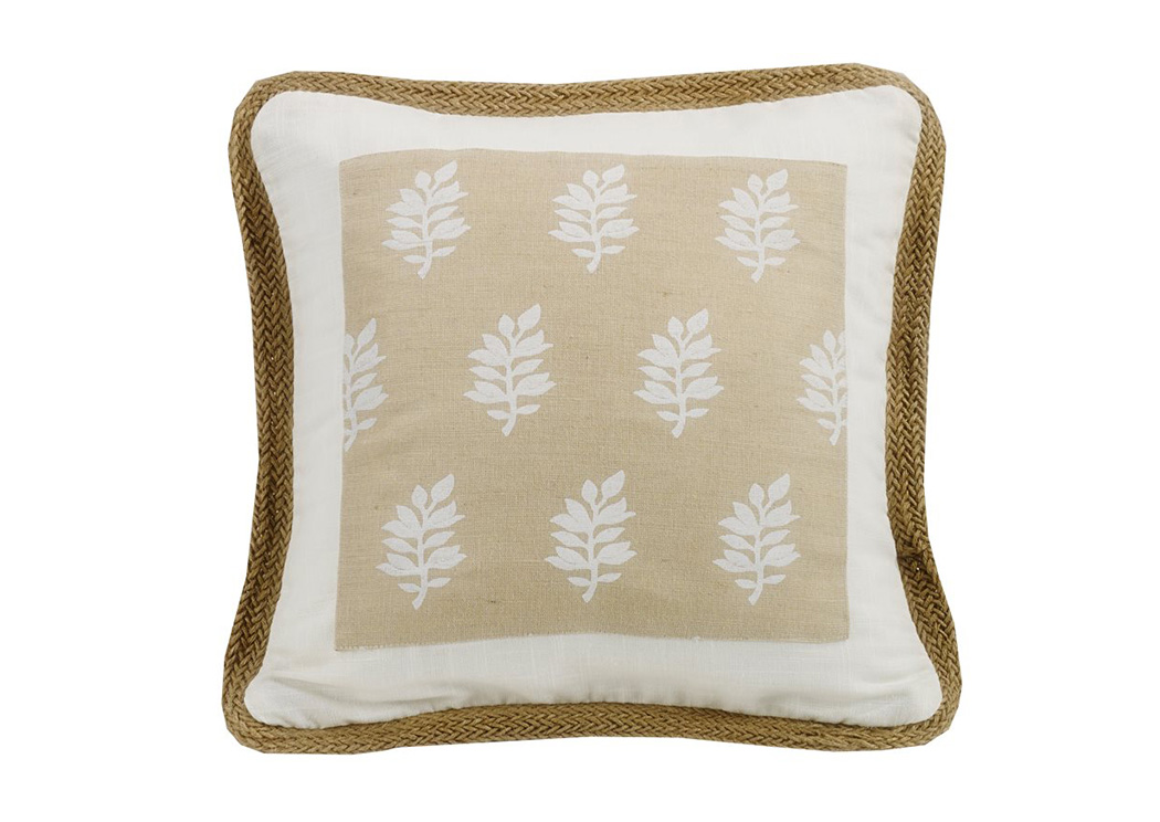 Newport Tan & White Framed Pillow,Hi End Accents