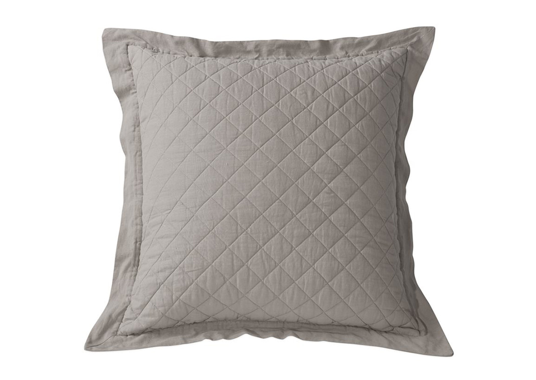Kerrington Grey Diamond Pattern Quilted Linen Euro Sham,Hi End Accents