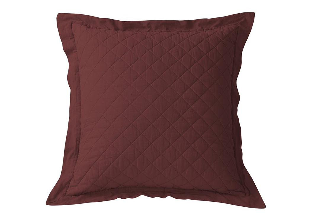 Red Diamond Pattern Linen Quilted King Sham,Hi End Accents