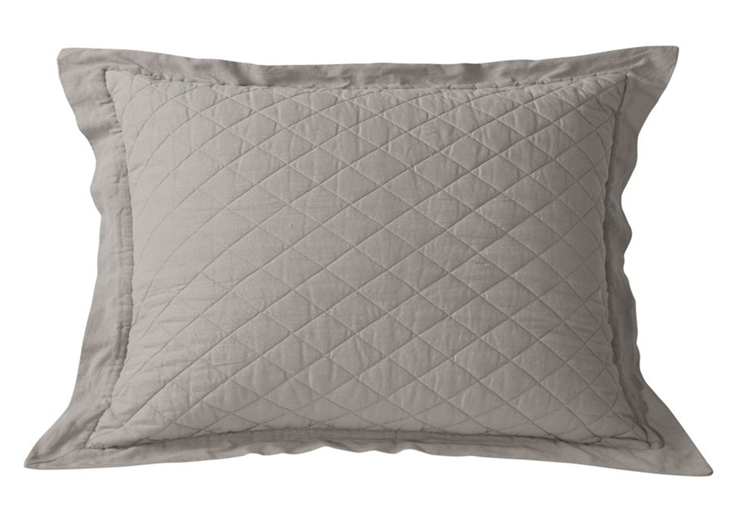 Gray Diamond Pattern Linen Quilted Standard Sham,Hi End Accents