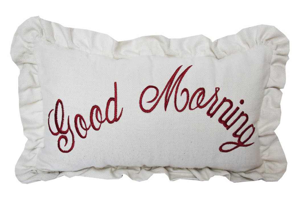 Prescott Good Morning Embroidery Pillow,Hi End Accents