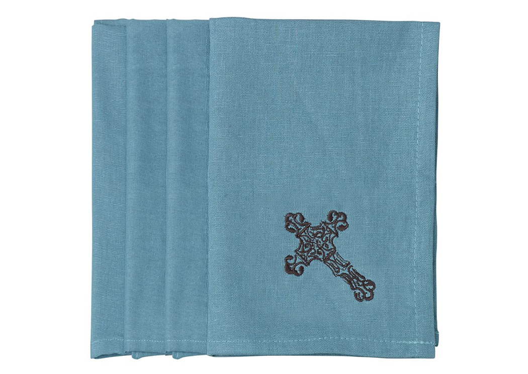 Turquoise Cross Napkin,Hi End Accents