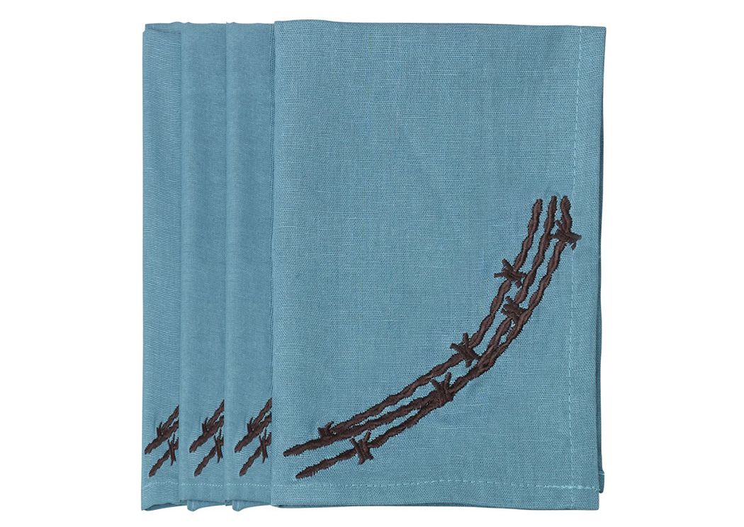 Turquoise Barbwire Napkin,Hi End Accents