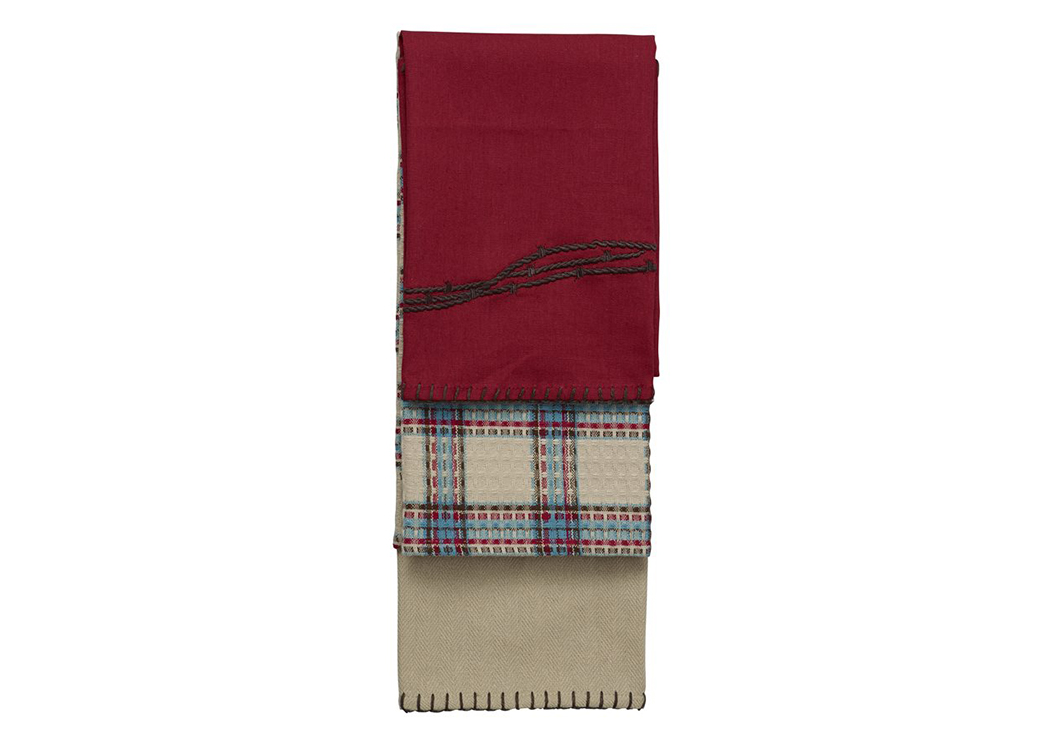 Red 3 Pc Barbwire Kitchen Towel Set,Hi End Accents