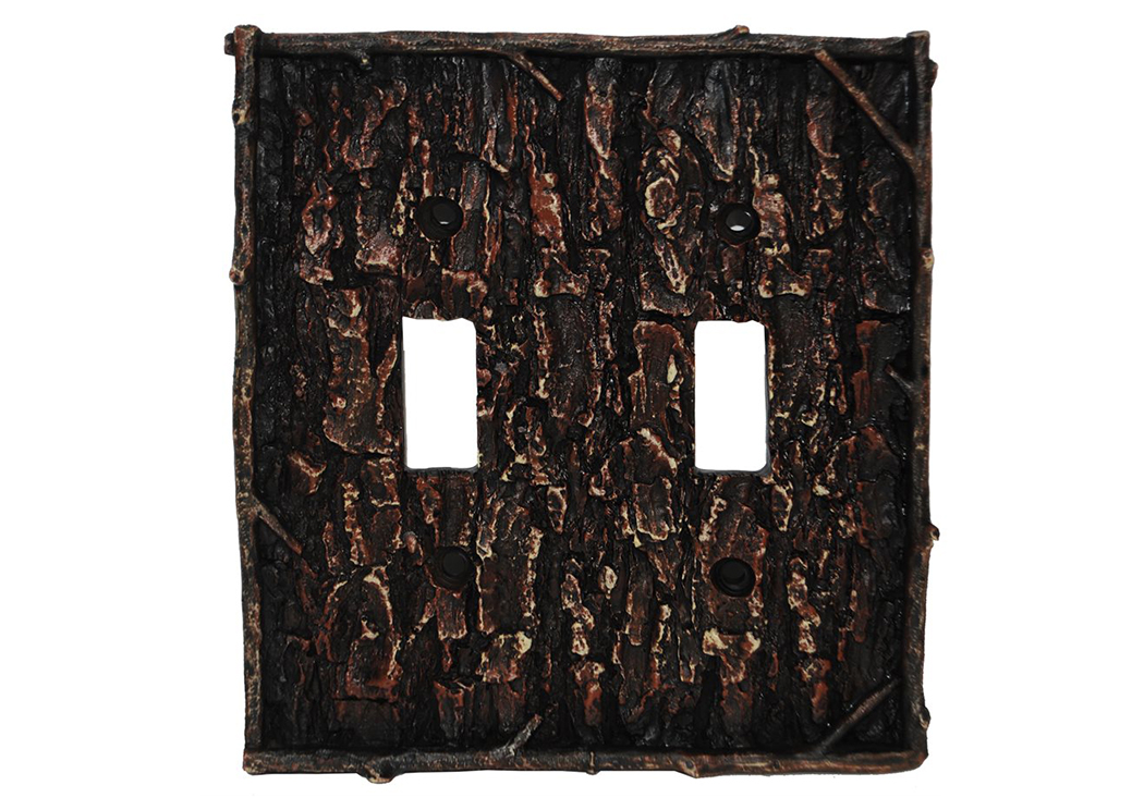 Pine Bark Double Switch Switchplate,Hi End Accents