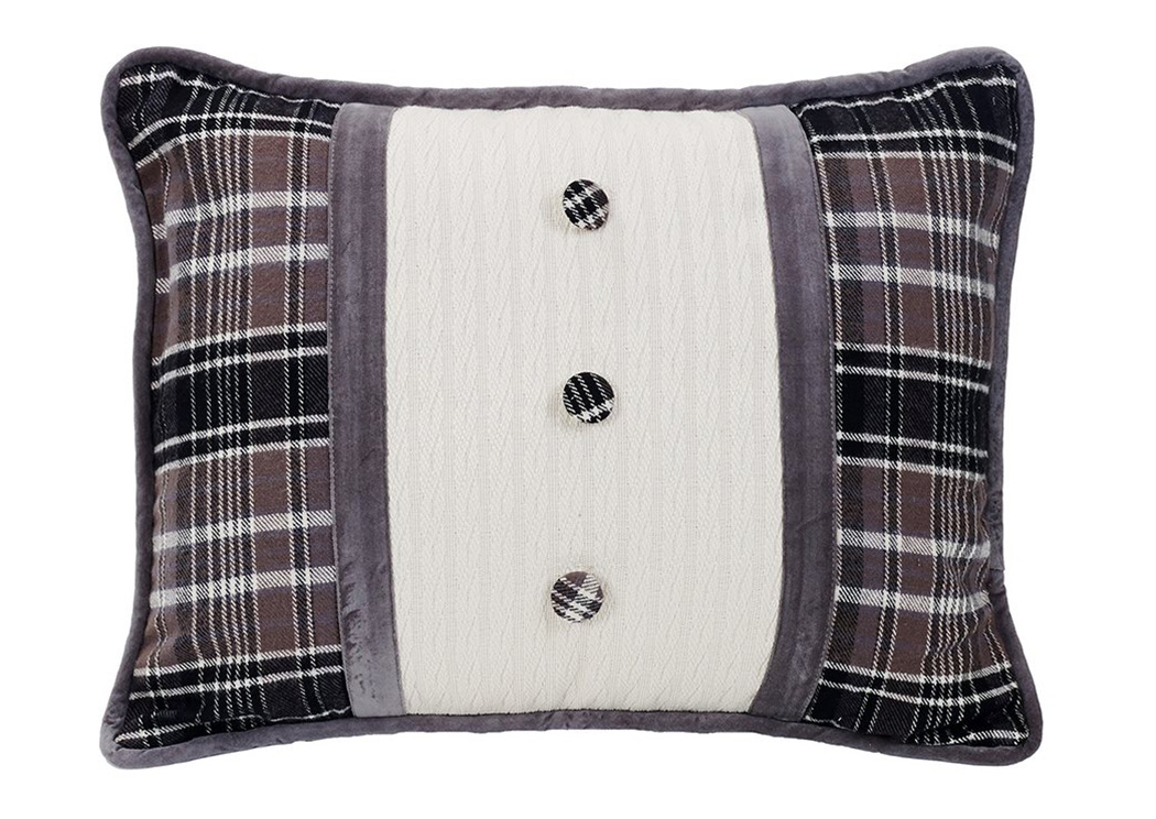 Whistler Plaid Oblong Pillow w/Covered Buttons,Hi End Accents