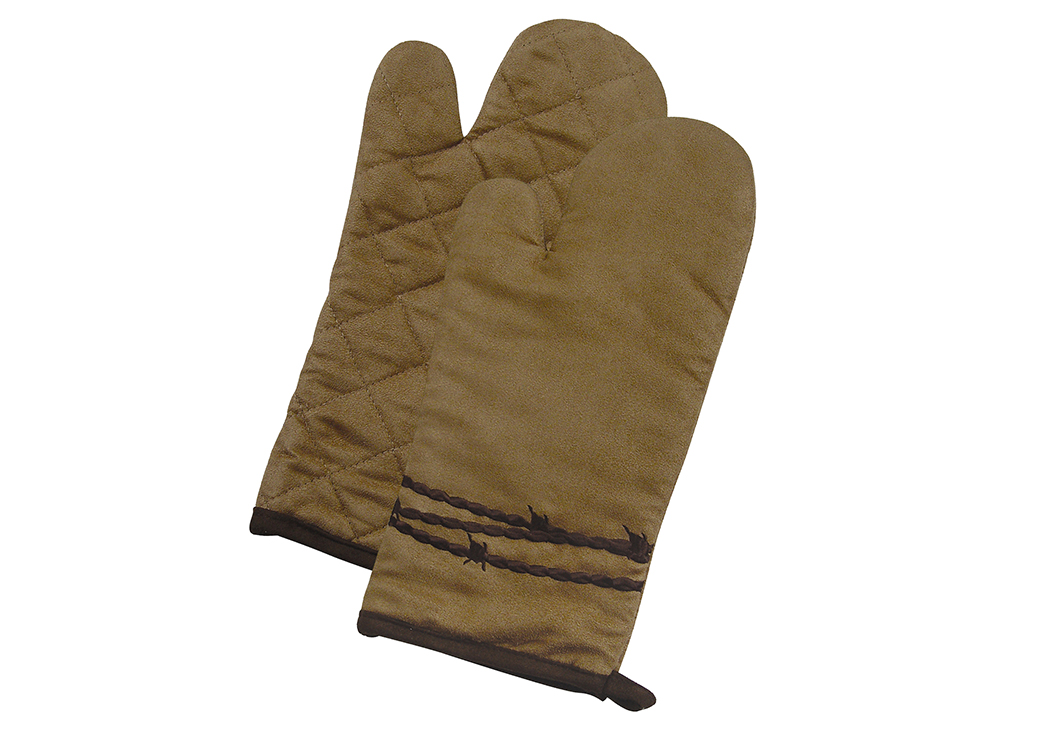 Embroidered Barbwire 5 Pc Oven Mitt Set,Hi End Accents