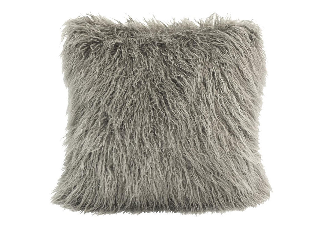 Mongolian Grey Faux Fur Pillow,Hi End Accents