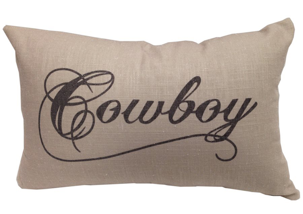 Natural Crestwood Cowboy Script Pillow,Hi End Accents