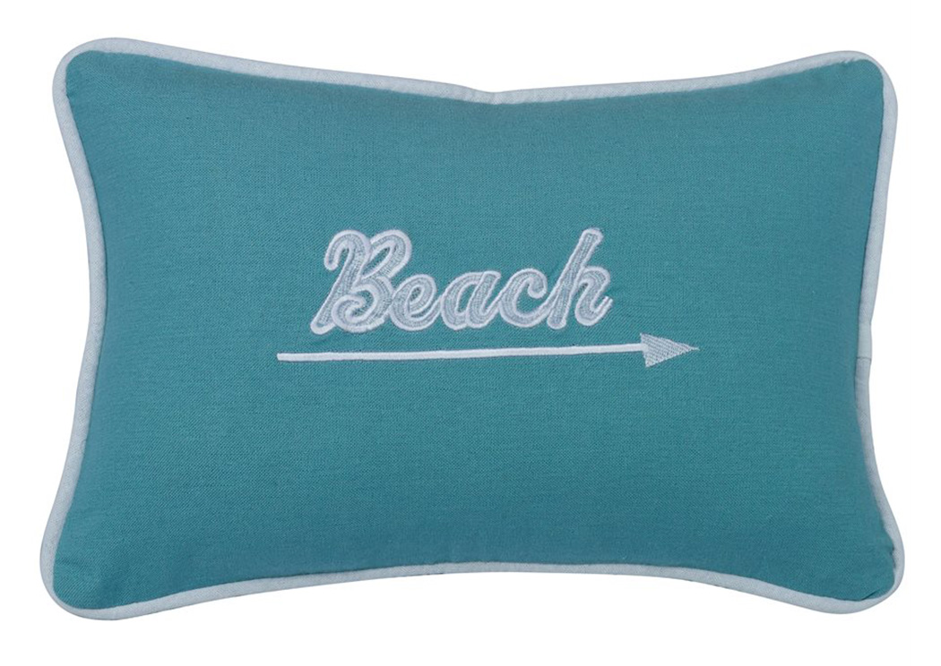 Catalina Aqua Beach Embroidered Pillow,Hi End Accents