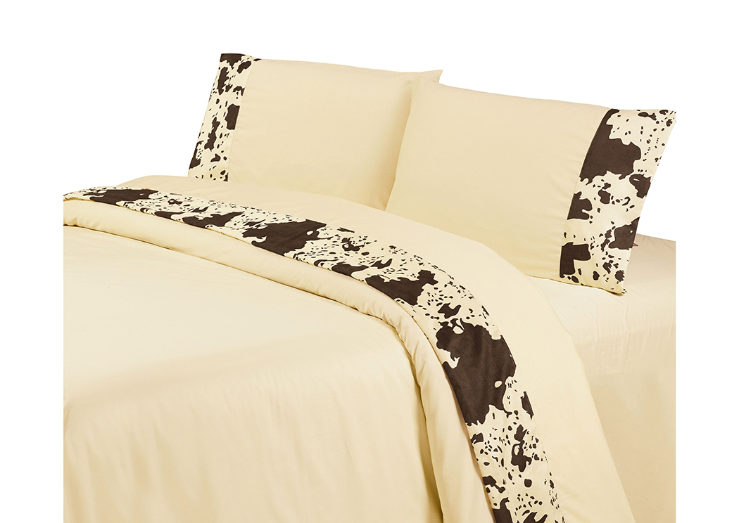 Cowhide Cream Twin Sheets,Hi End Accents