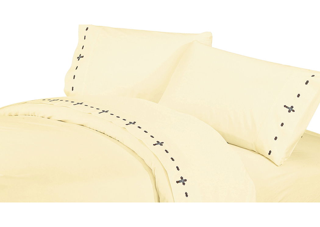 Cross Full Embroidered Sheets,Hi End Accents