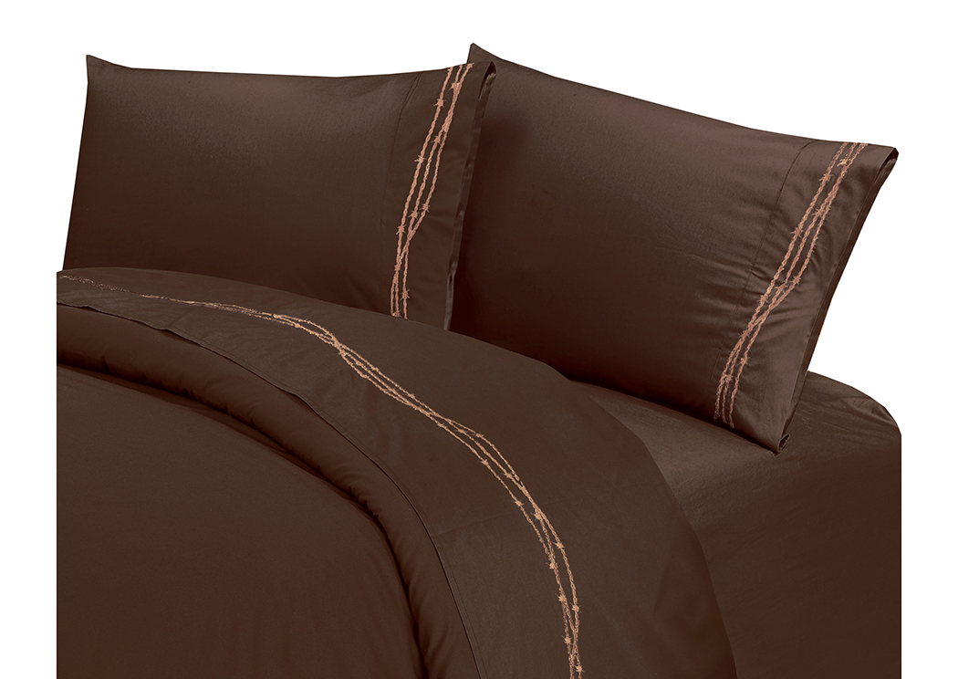 Barbwire Chocolate Full Embroidered Sheets,Hi End Accents