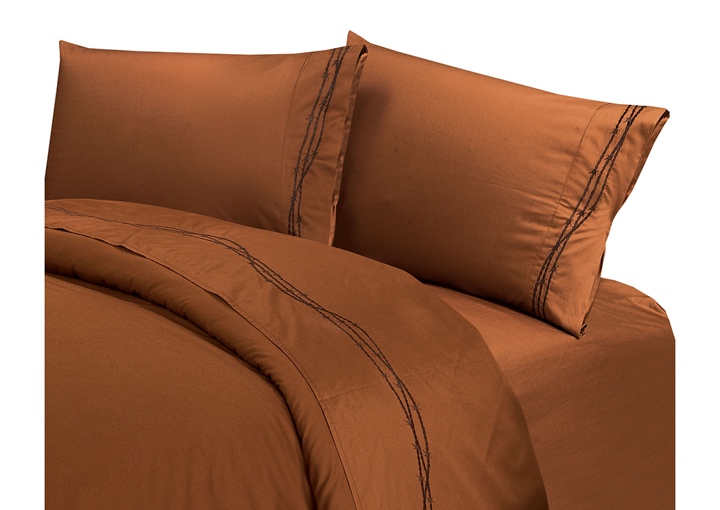 Barbwire Copper Full Embroidered Sheets,Hi End Accents
