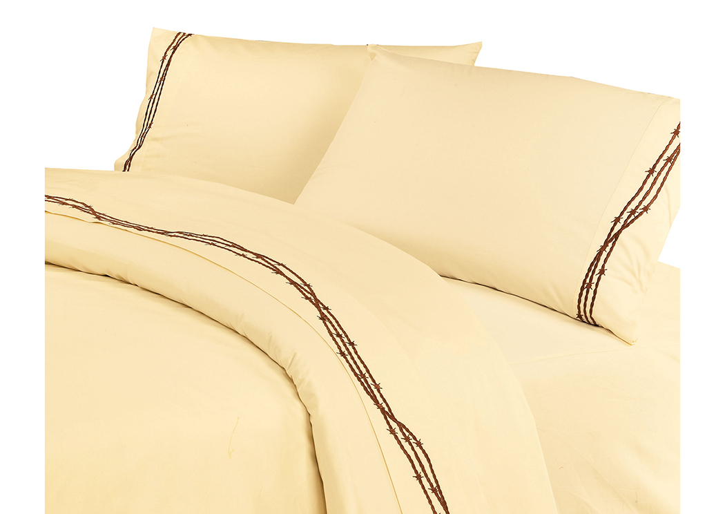 Barbwire Cream Full Embroidered Sheets,Hi End Accents