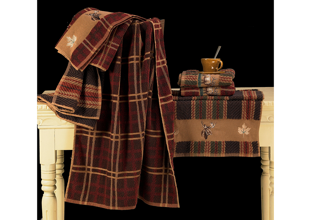 Plaid 3 Pc Moose Towel Set,Hi End Accents