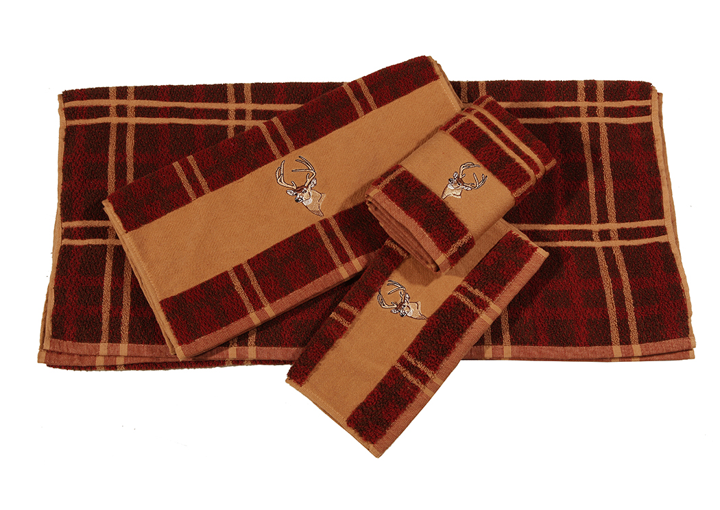 Plaid Deer Hand Towel,Hi End Accents