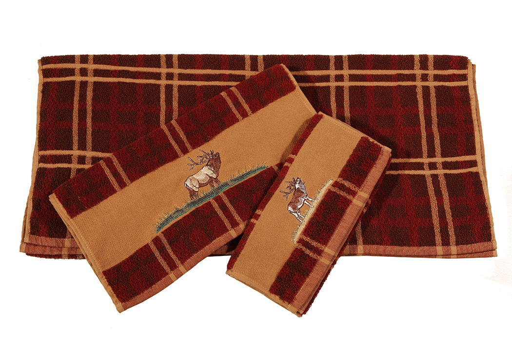 Plaid Elk Hand Towel,Hi End Accents
