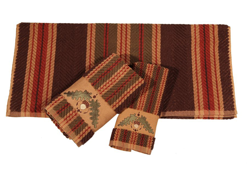 Striped Acorn Finger Towel,Hi End Accents