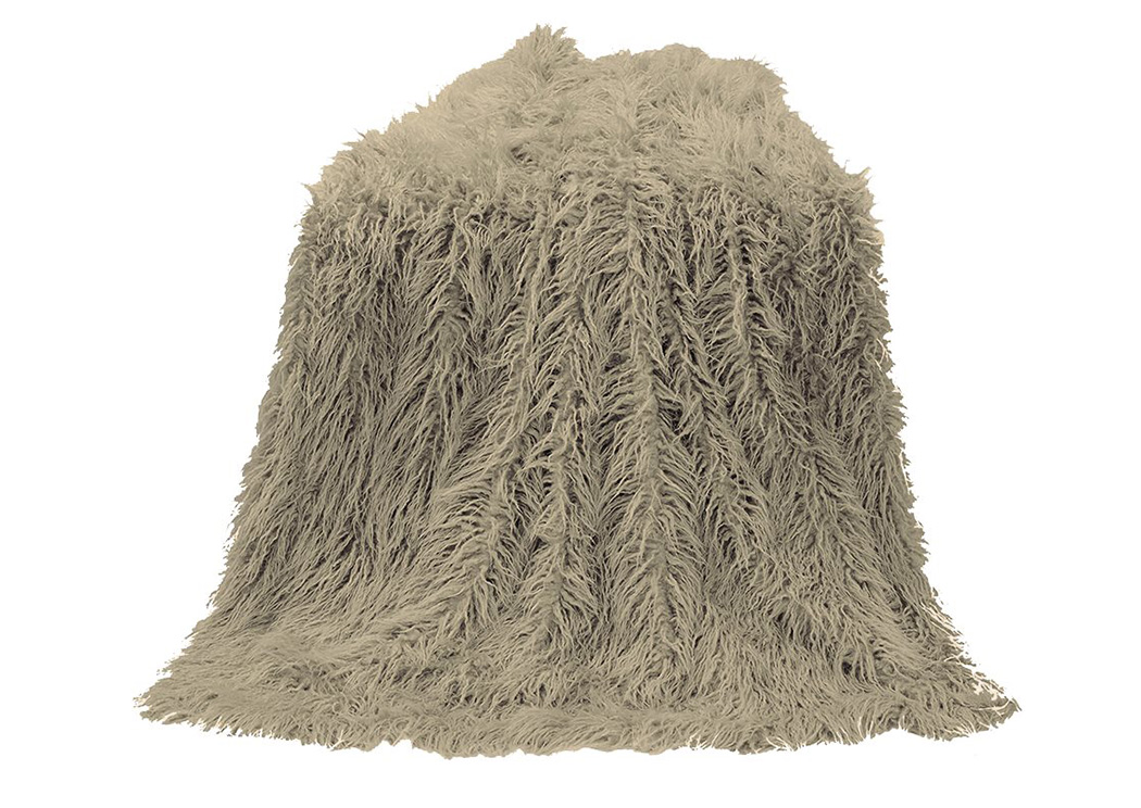 Mongolian Taupe Faux Fur Throw,Hi End Accents