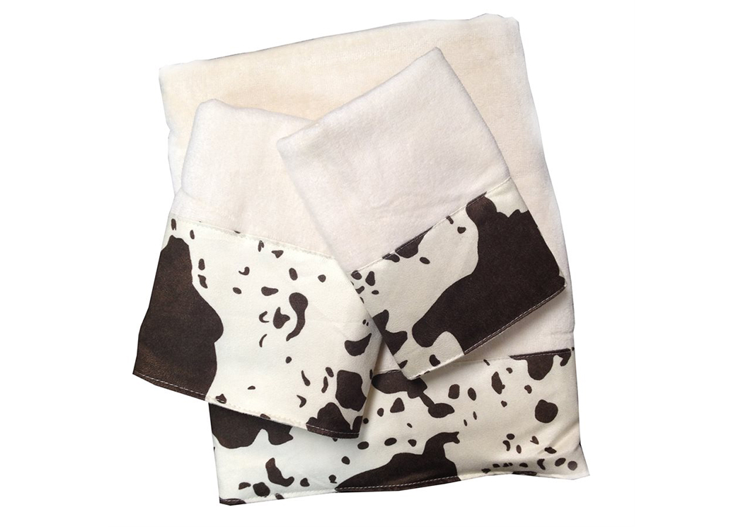 3 Pc Cowhide Design Towel Set,Hi End Accents