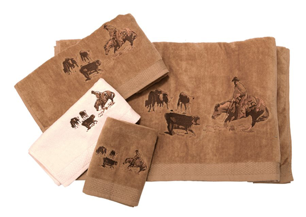 Cream 3 Pc Embroidered Cutter Towel Set,Hi End Accents