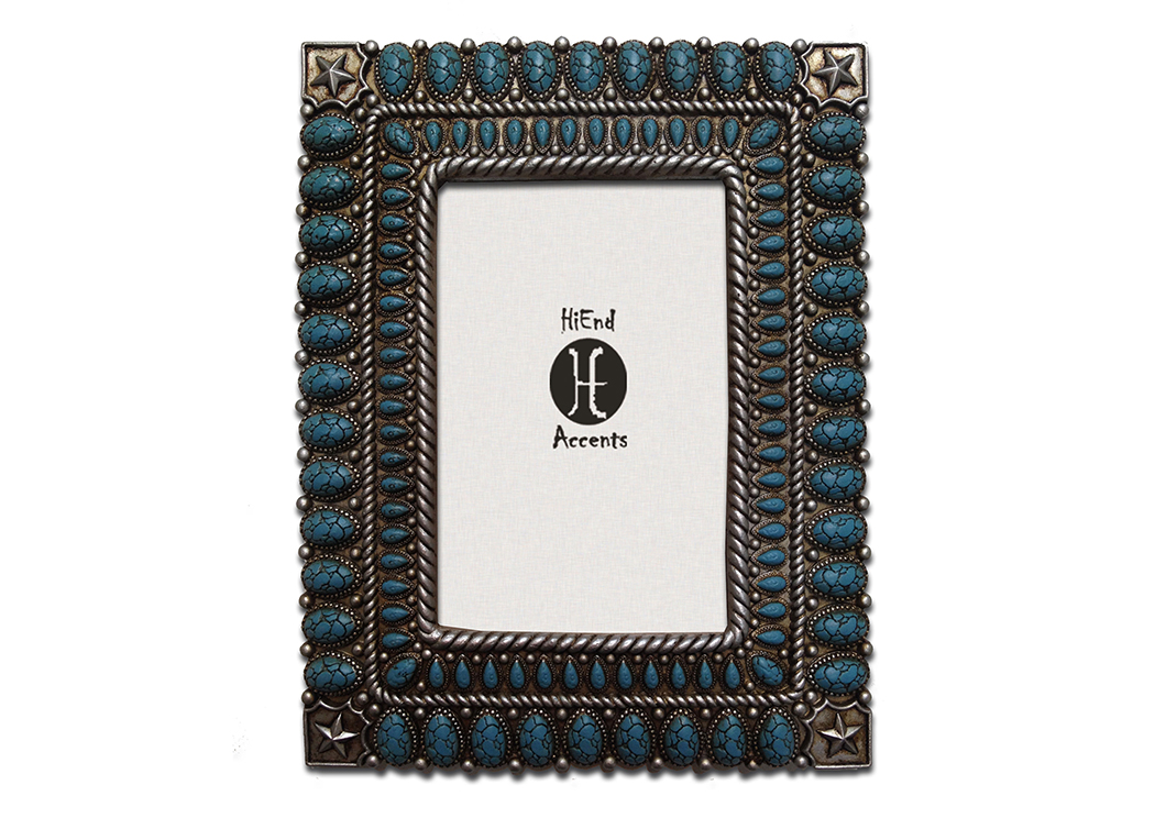 4' x 6' Faux Turquoise Stones Picture Frame,Hi End Accents