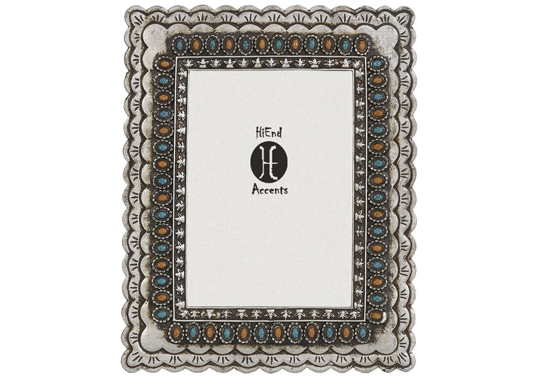 5' x 7' Turquoise & Amber Jeweled Picture Frame,Hi End Accents