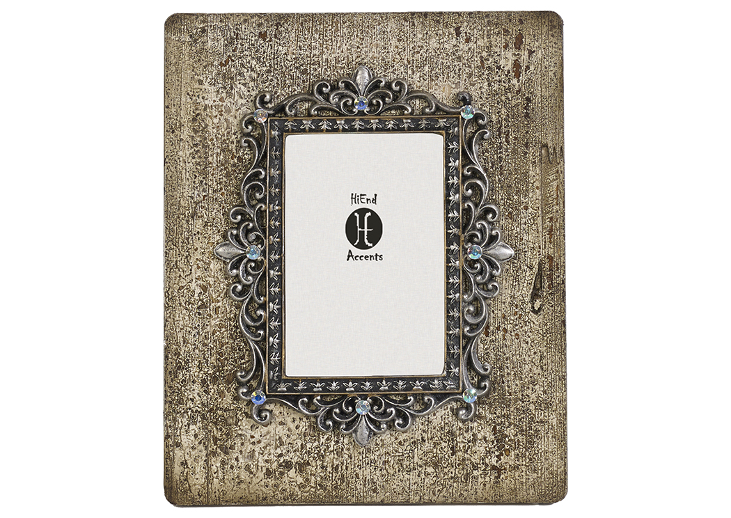 4' x 6' Silver & Rhinestone Distressed Picture Frame,Hi End Accents