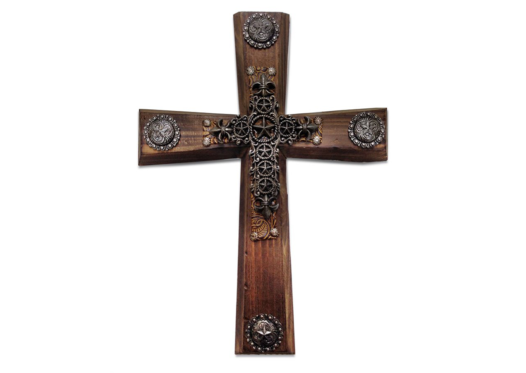 Wood Cross w/Star Concho,Hi End Accents