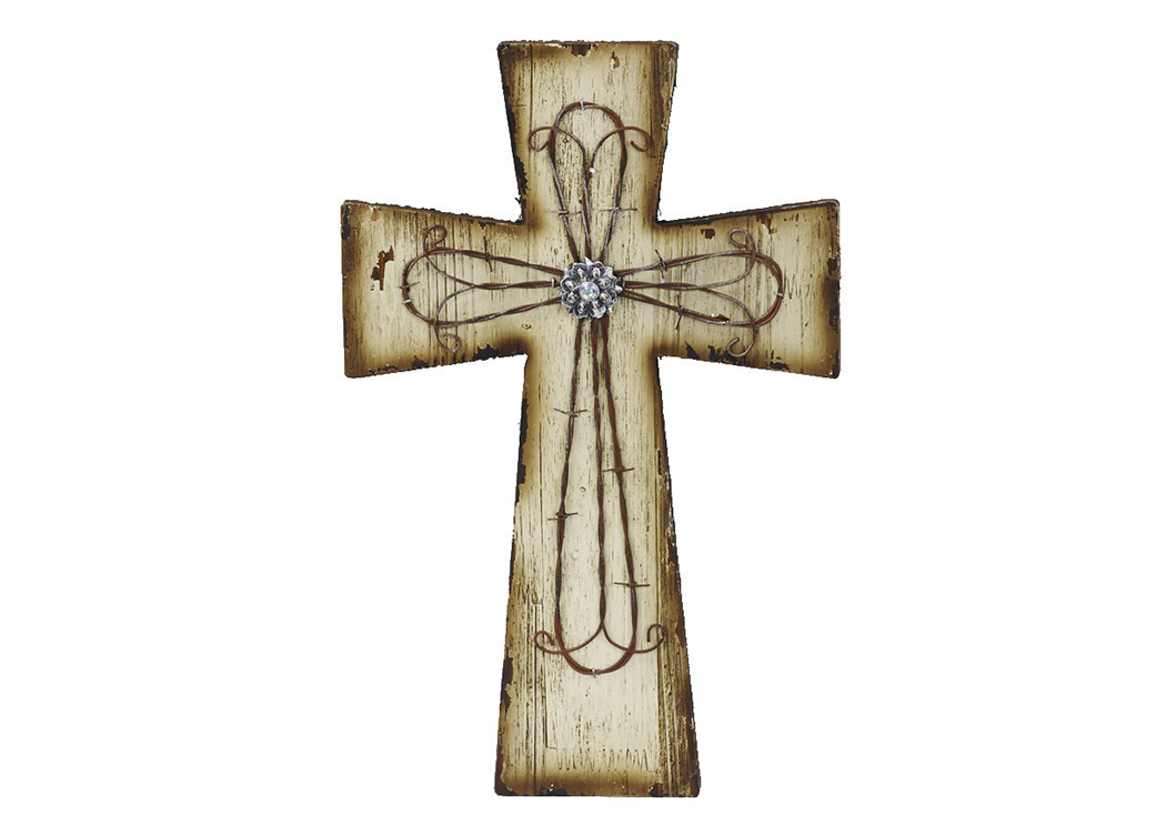 Wood Cross w/Wire Detail,Hi End Accents