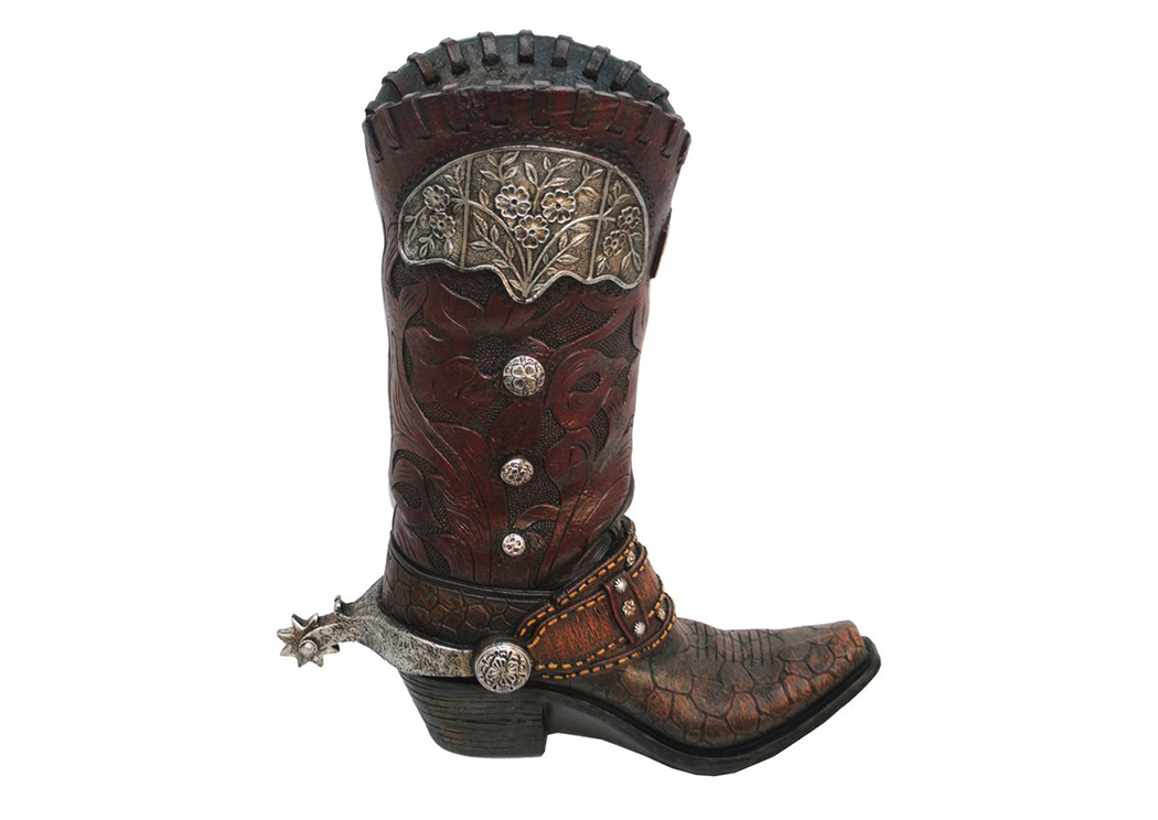 Brown Gator Boot Vase,Hi End Accents