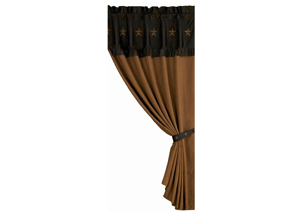 Laredo Chocolate Embroidered Star Curtain,Hi End Accents