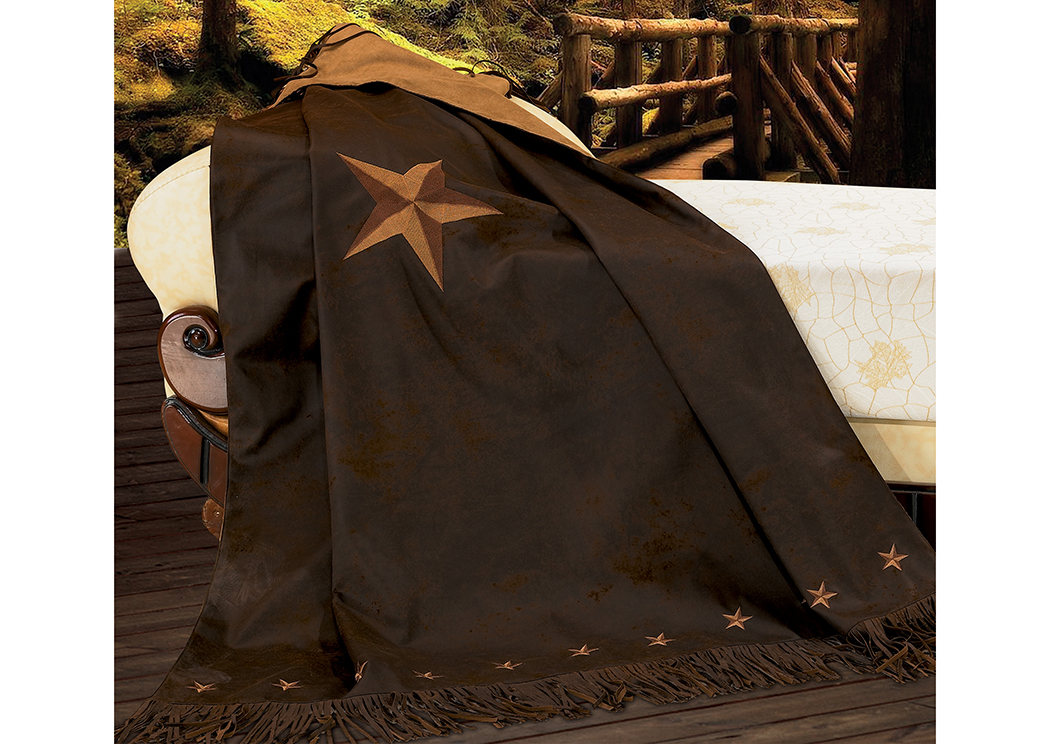 Laredo Chocolate Embroidered Star Throw,Hi End Accents